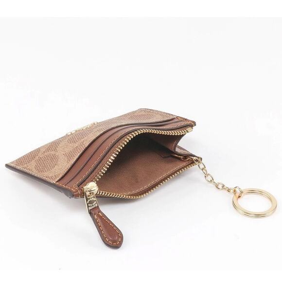 Coach Women's Mini ID Skinny in Signature Canvas Dark Brown One Size NWT - Picture 5 of 12